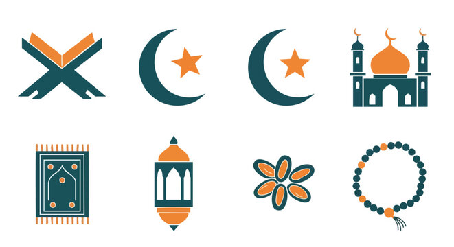 Set dIc&ocirc;nes Sacr&eacute;es du Ramadan G&eacute;om&eacute;triques Bicolores
