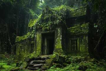 Hidden jungle temple entrance