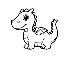 Naklejka premium Cute cartoon dragon outline for kids coloring book