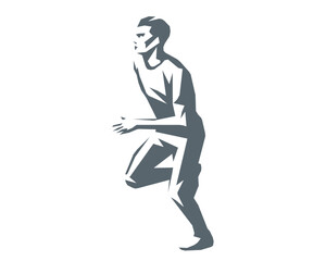 Running man silhouette vector illustration geometric style
