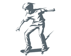 Skateboarder boy silhouette vector illustration geometric style

