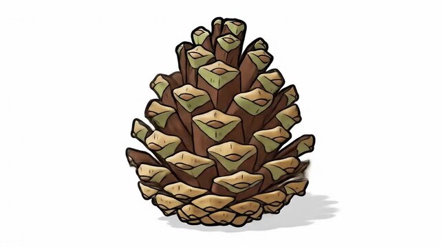 Detailed Illustration of a Pine Cone on White Background.