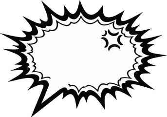 Stylized comic book explosion or thought bubble with sharp edges and radiating lines