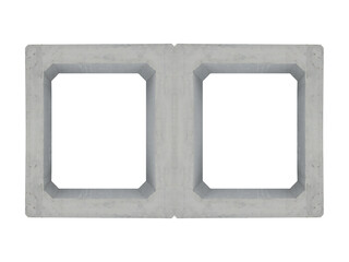 Double concrete tunnel section with two square openings is isolated.