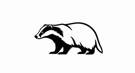 Fototapeta premium Stylized black and white outline illustration of a badger