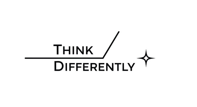 Black vector typography 'Think Differently' with starburst, for banner or poster or t-shirt, Isolated on transparent background, png