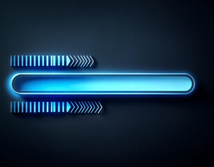 progress bar slowly filling up with light blue arrows moving from left to right on a dark background