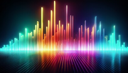 equalizer bars dancing in sync with music beats glowing soundwave spectrum effect