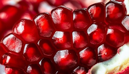 vivid macro close up of fresh juicy pomegranate seed fruit