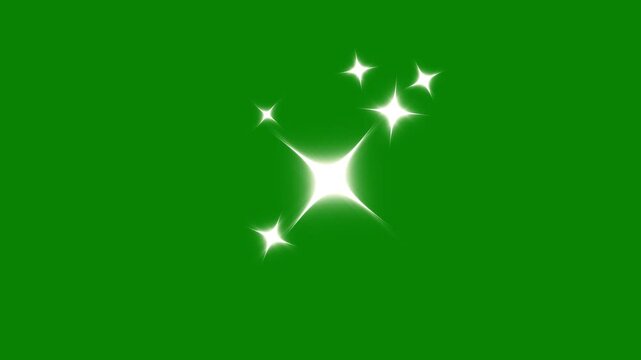 Shining fairy stars animation with glowing dust trails, twinkling sparkle particles, and dreamy magic shimmer effect,s creating a soft fantasy style motion design on transparent green screen in 4k