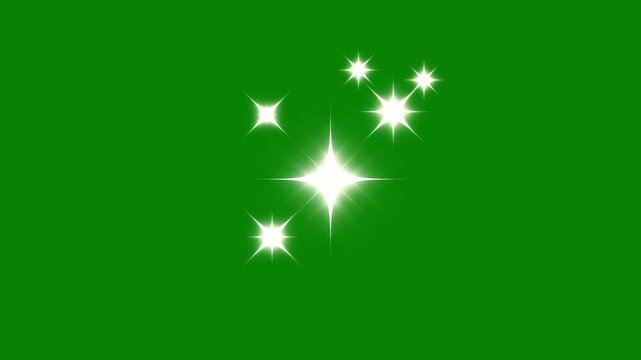 Shining fairy stars animation with glowing dust trails, twinkling sparkle particles, and dreamy magic shimmer effect,s creating a soft fantasy style motion design on transparent green screen in 4k
