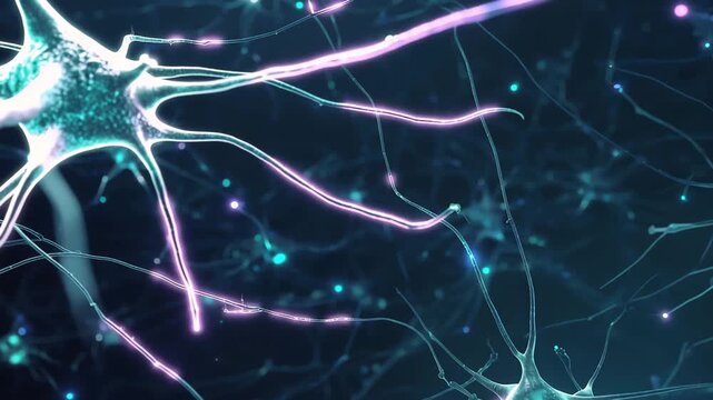 Abstract neural network with connected brain cells, neuroscience, neurons, synapses, nervous system, brain activity, medical research, artificial intelligence, biotechnology