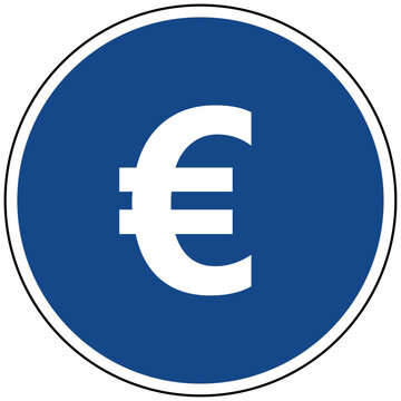 Euro Symbol W&auml;hrung blaues rundes Schild Vektor Illustration f&uuml;r Finanzen Wirtschaft Europa Geldmarkt Bargeld Zahlung