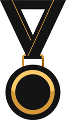 Black gold medal black silhouette isolated on white background. Gold medal icon vector illustration design.