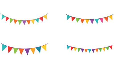 Fototapeta premium Party bunting flags decoration icon set isolated on white 