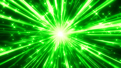 緑色の集中線のキラキラ光るエフェクト背景の画像