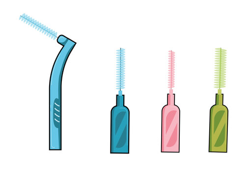 Illustration d&rsquo;un assortiment de brossettes interdentaires utilis&eacute;es pour l&rsquo;hygi&egrave;ne bucco-dentaire