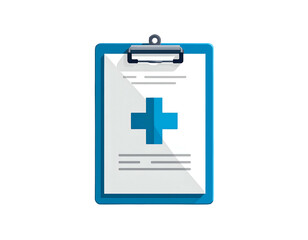 Obraz premium Blue clipboard with medical cross on white paper