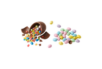 chocolate candies on white background