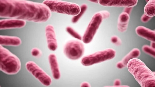 Mikroskopik Pink Rod-Shaped Bacteria Cells Floating Microbiology