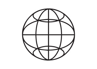 Globe Icon, Minimal Outline Vector Illustration