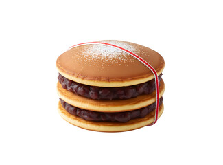 Dorayaki, a type of Japanese sweet treat, set against a white backdrop

