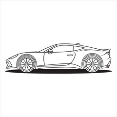 Naklejka premium Sports car line art vector style coloring book 