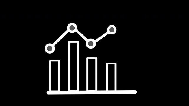 Successful business growth chart with rising line and bar columns on white background