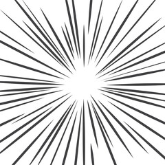 Naklejka premium Comic explosion lines. Fast motion black rays