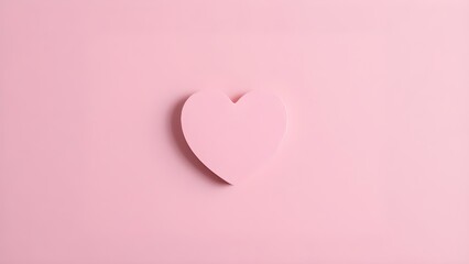 Minimalist Pink Heart Shape on Soft Pink Background.