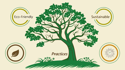 vector illustration of an apple tree with flowers
