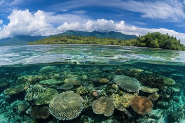 Rocky shallow sea landscape