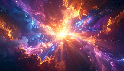 Fototapeta premium Radiant cosmic energy explodes in a vivid display of colors and light