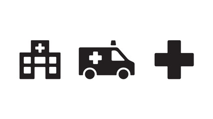Obraz premium Medical Icons Set in Simple Flat Design with Black Color on White Background for Healthcare