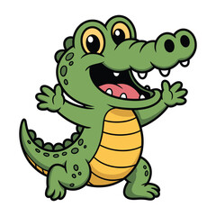 Naklejka premium A cheerful cartoon alligator with a big smile