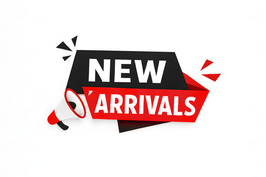 New arrivals logo with red and black colors