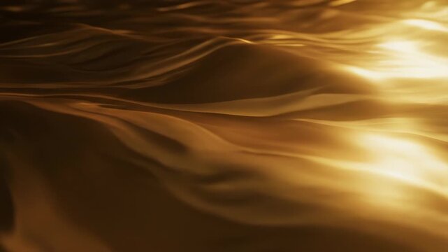 Golden fabric texture with light shining through the folds and creases