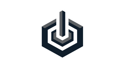 Fototapeta premium A geometric graphic comprised of layered, hexagonal shapes with a central vertical pillar