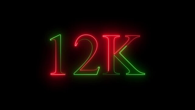 neon 12k flower text icon and dark background 4k motion video animation..
