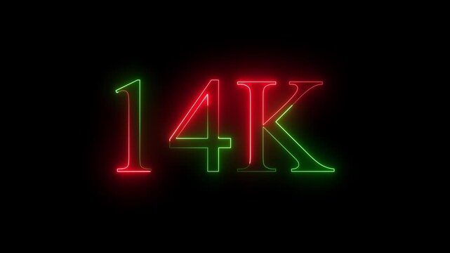 neon 14k flower text icon and dark background 4k motion video animation..