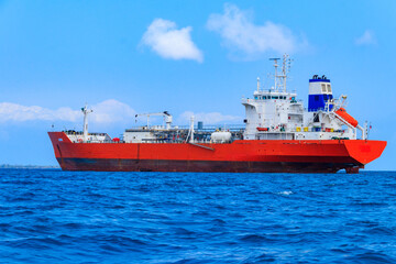 Fototapeta premium Large industrial ship sailing in the Indian ocean near Zanzibar, Tanzania