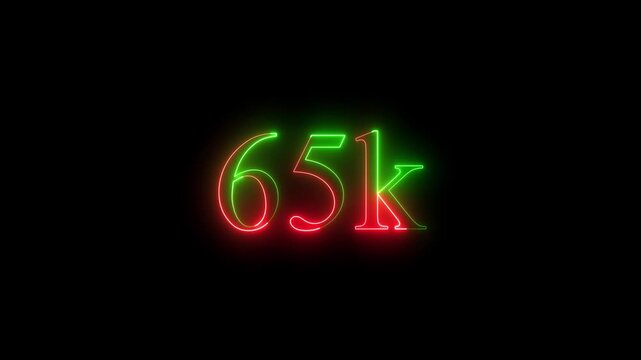neon 65k flower text icon and dark background 4k motion video animation..