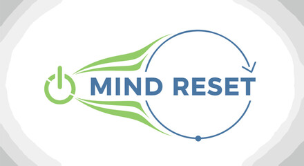 Vector Mind Reset logo, refresh and recharge concept, green and blue icon, for wellness or meditation website, overlay effect, isolated on transparent background, png
