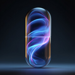 Transparent capsule with energy inside abstraction