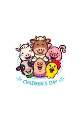Fototapeta premium Group of cartoon animals celebrating children's day with joy and excitement