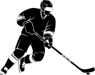 Obraz premium hockey player silhouette holding hokey stick