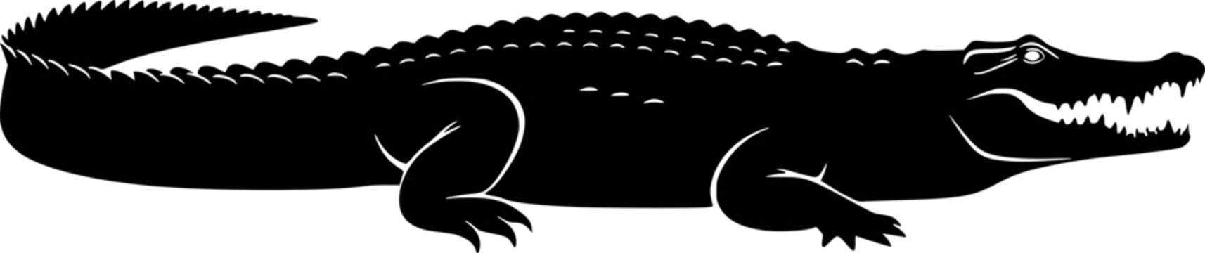 vector silhouette of a crocodile