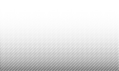 Dotted halftone gradient texture background with repeating polka dot pattern. Black fading comic pop art overlay, halftone raster effect. Vector wallpaper illustration