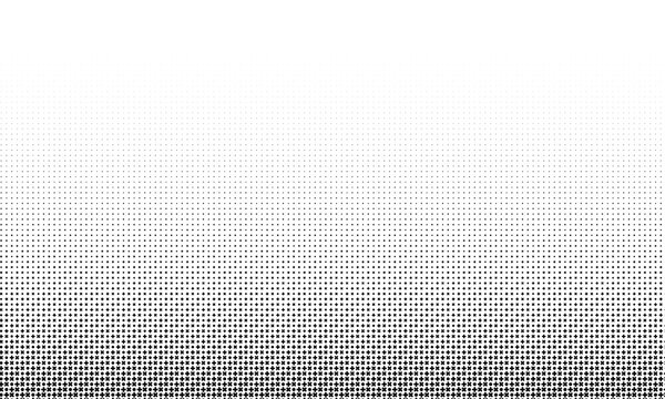 Dotted halftone gradient texture background with repeating polka dot pattern. Black fading comic pop art overlay, halftone raster effect. Vector wallpaper illustration