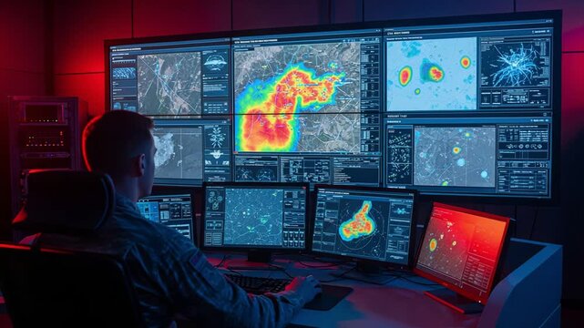 Examination Of Heatmap Displaying Storm Activity And Warnings